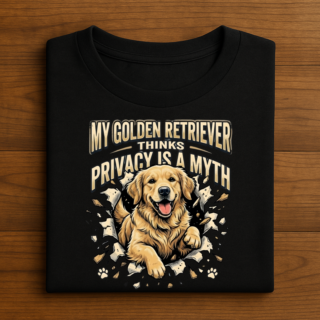 No Privacy with a Golden Retriever Tshirt