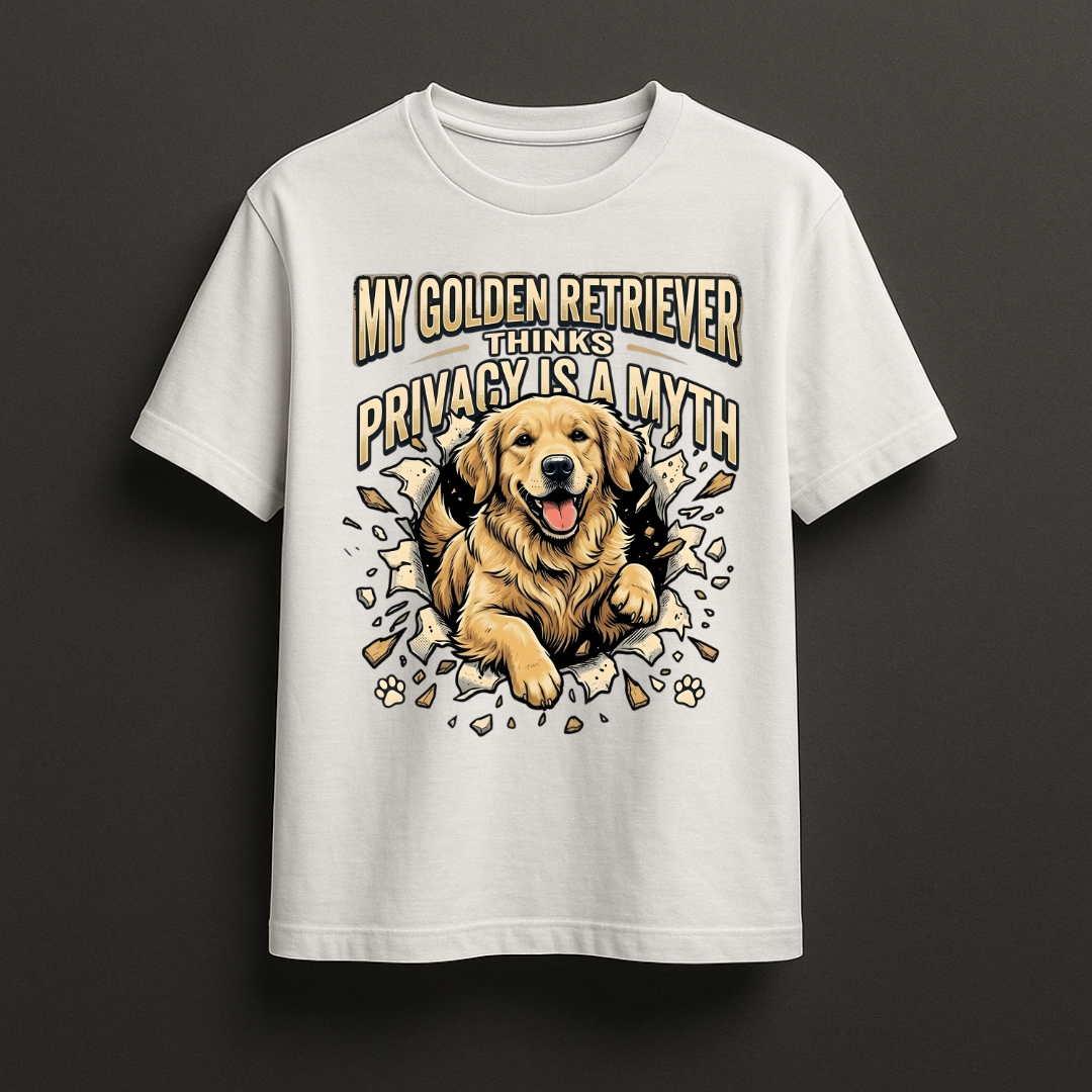 No Privacy with a Golden Retriever Tshirt