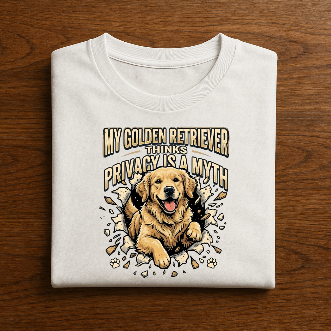 No Privacy with a Golden Retriever Tshirt
