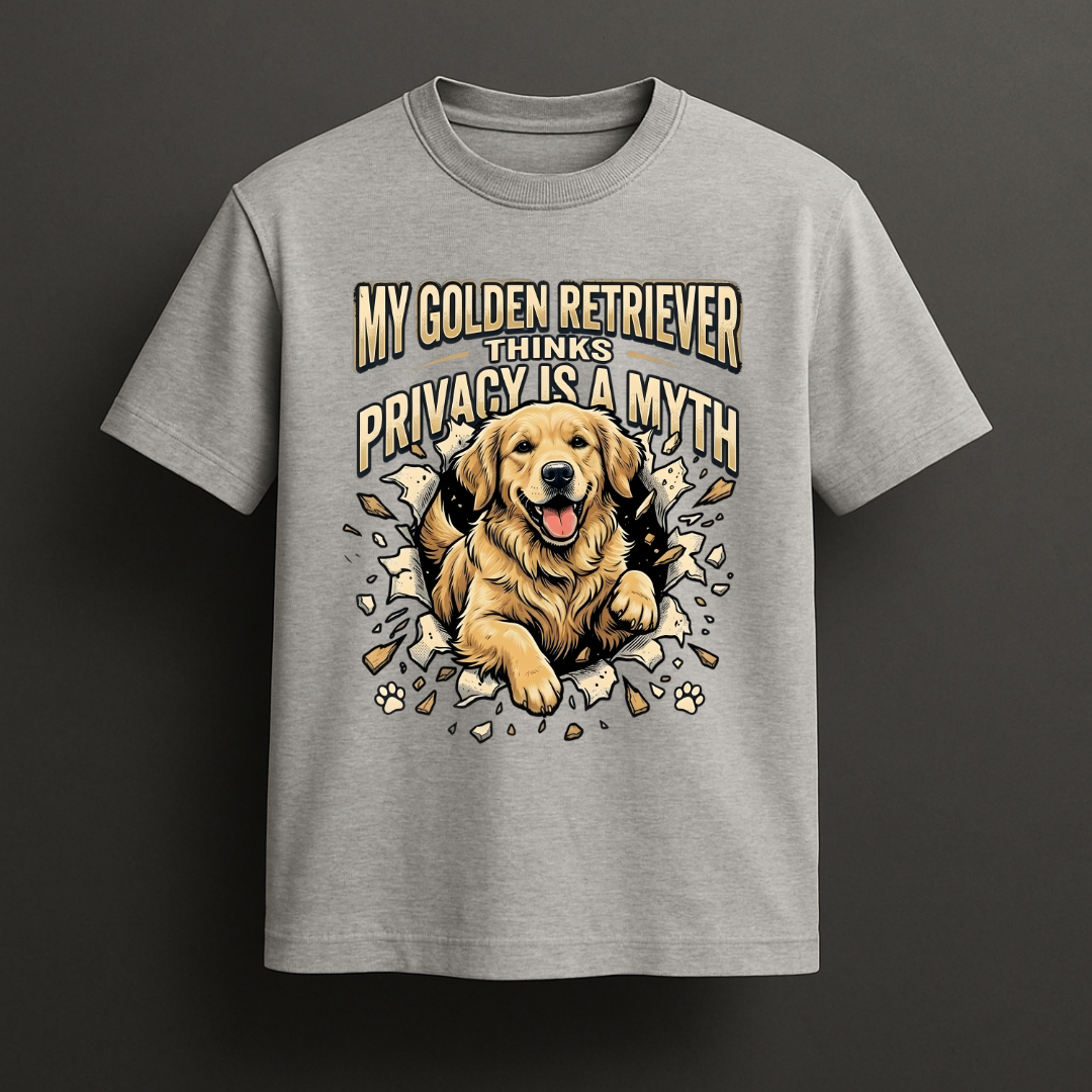 No Privacy with a Golden Retriever Tshirt