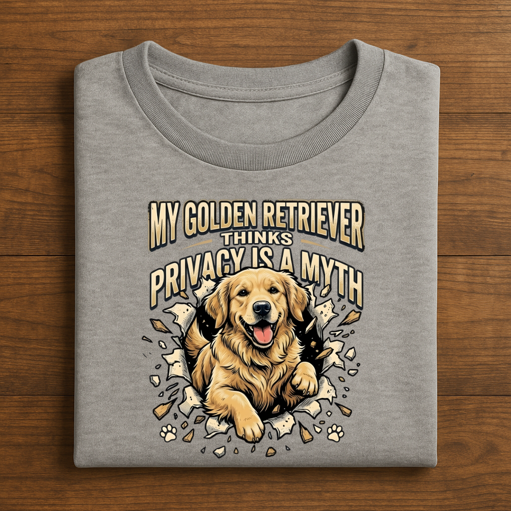No Privacy with a Golden Retriever Tshirt