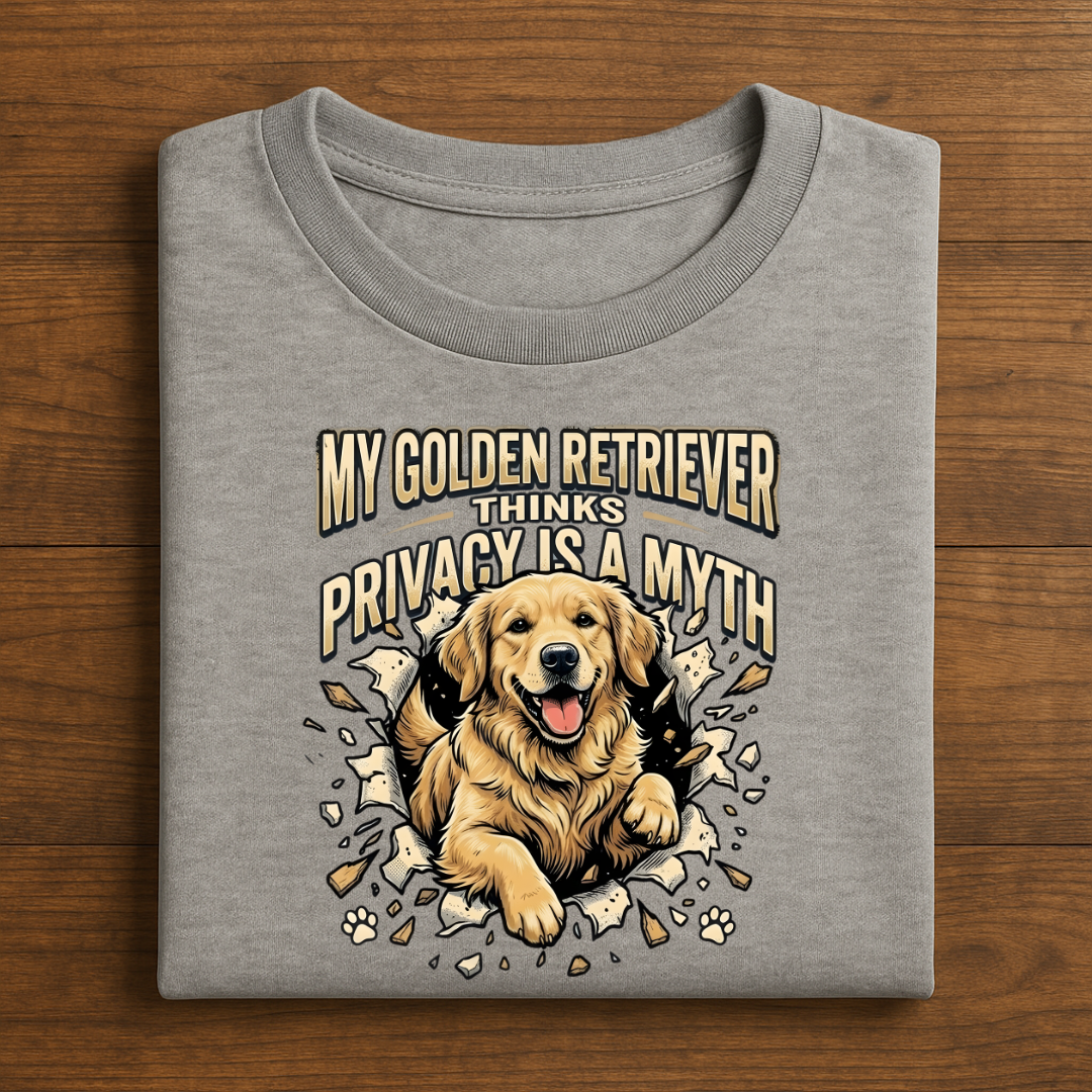 No Privacy with a Golden Retriever Tshirt