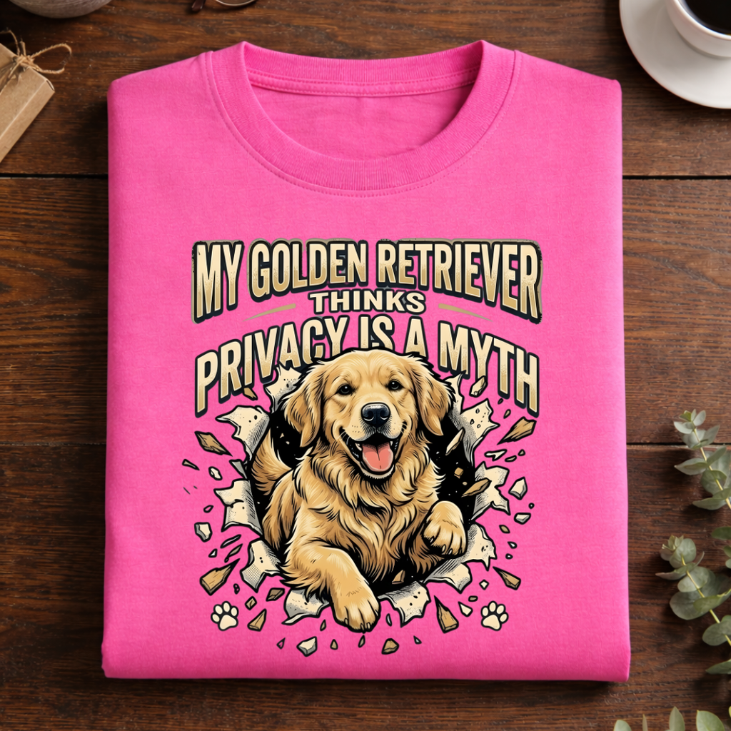 No Privacy with a Golden Retriever Tshirt