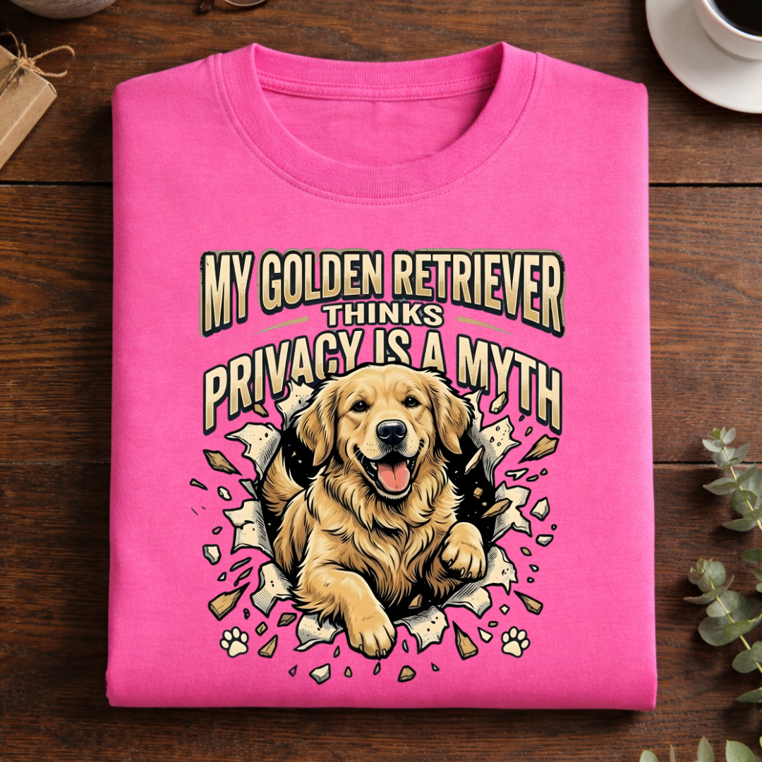 No Privacy with a Golden Retriever Tshirt